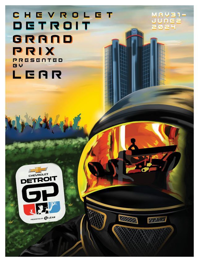 2024 Chevrolet Detroit Grand Prix Presented by Lear poster competition, Top 5 finalist (Adobe Photoshop, Illustrator, & InDesign)